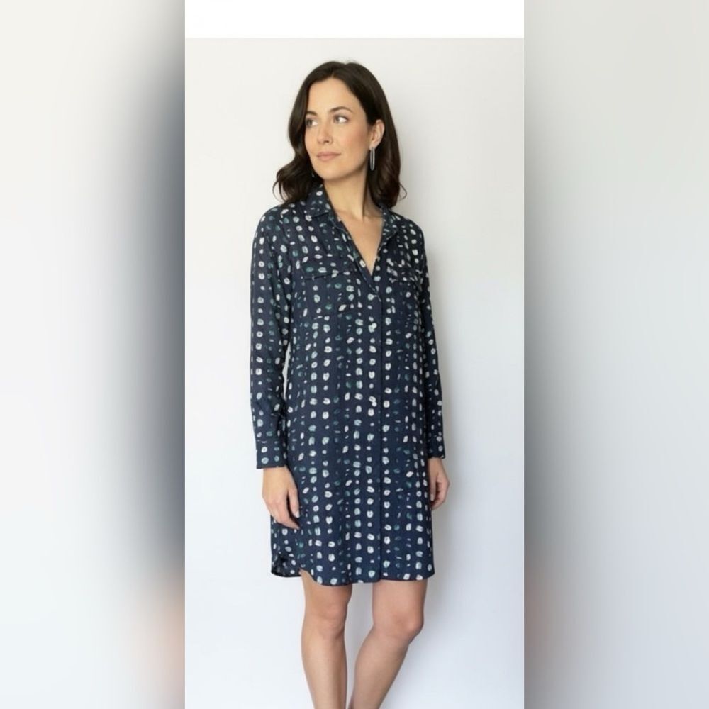 GAP Navy and White Long Sleeve Dress